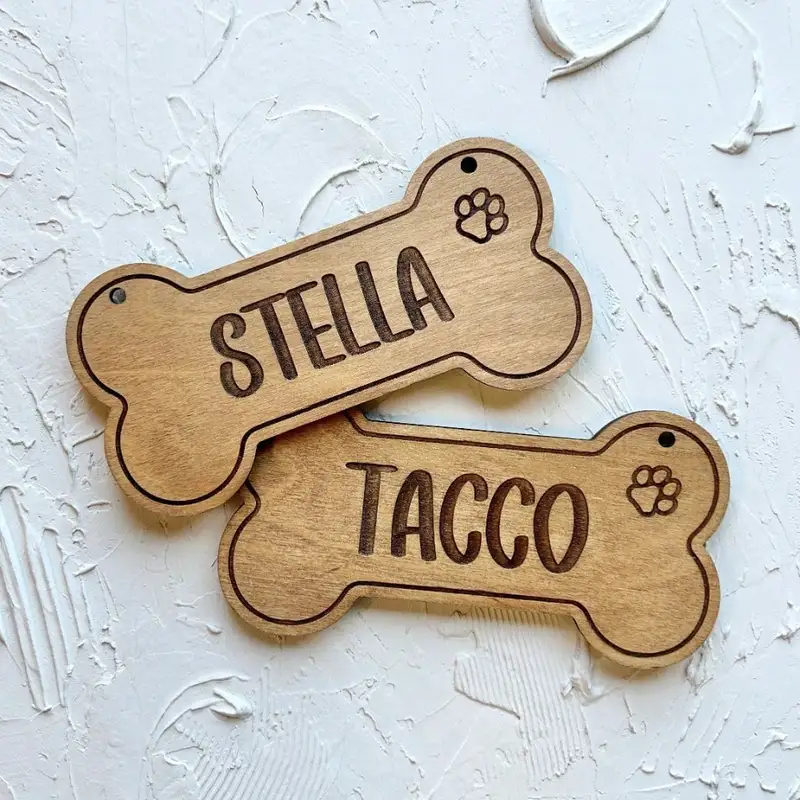 5PCS Tag Anjing Kayu Kustom -  - Industrial Laser Power ulasan dan harga