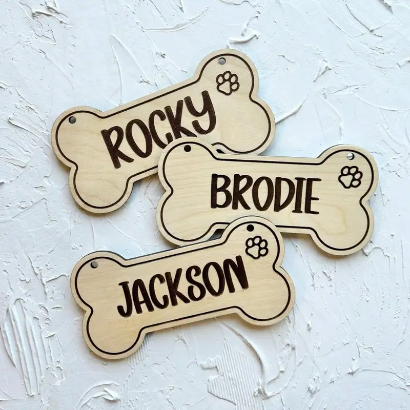 5PCS Tag Anjing Kayu Kustom -  - Industrial Laser Power ulasan dan harga